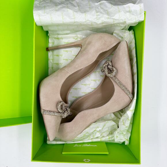 Sam Edelman DEELA Pointed Pump Heel Cappuccino Tan Suede 7.5 M - Picture 8 of 8